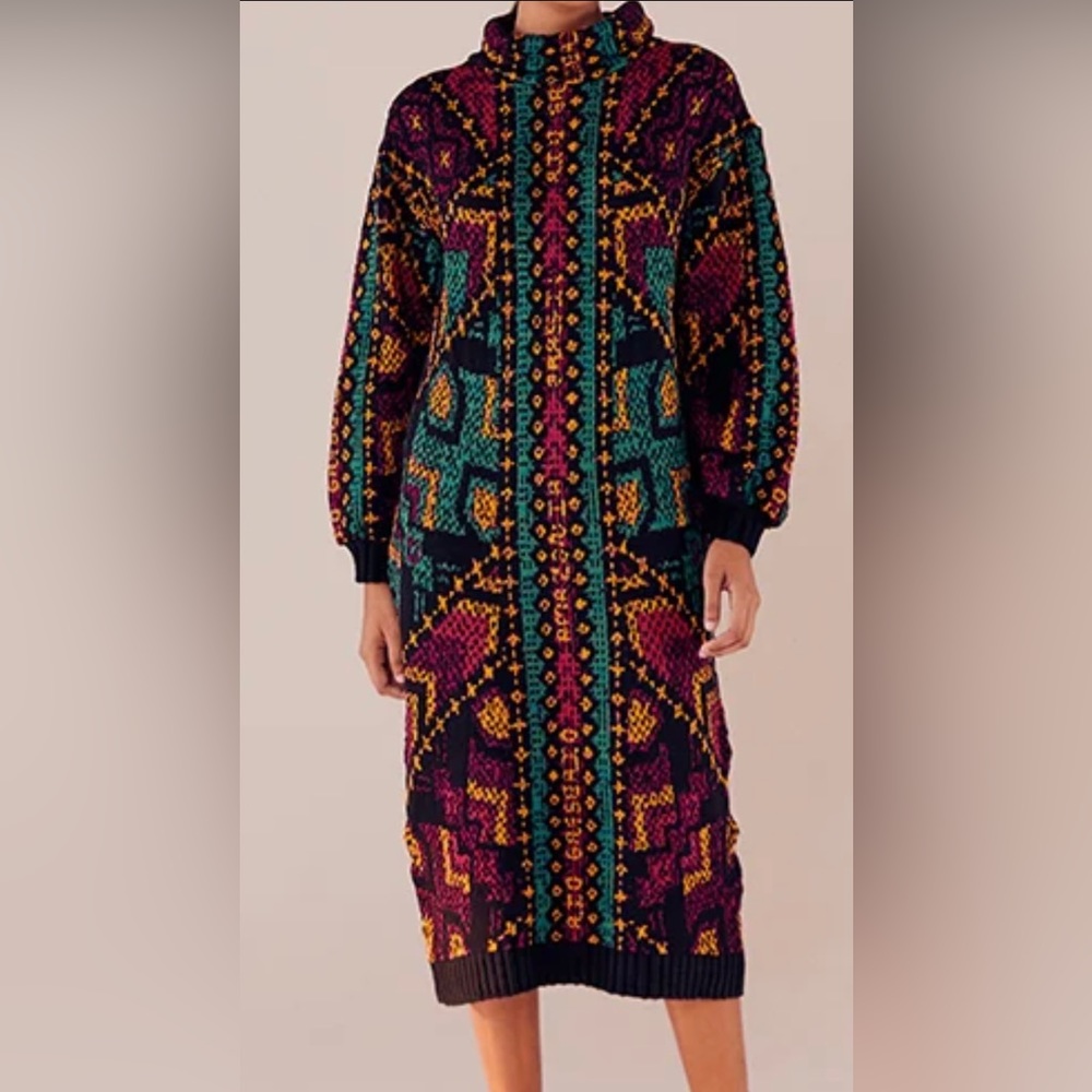 NWT Farm Rio Size XL Yawanawa Midi Sweater dress